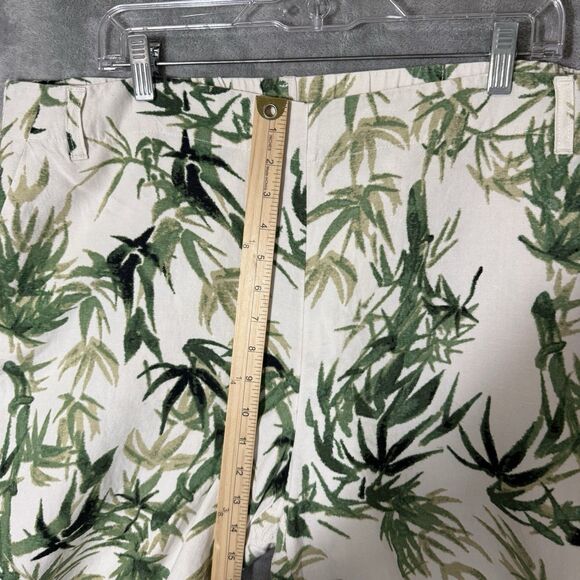 J Jill Linen Pants XL Green Floral Wide Leg Beachy Pockets Split Hem Side Zip - Picture 5 of 10